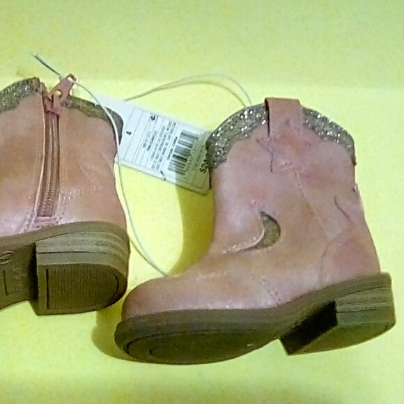 Cat & Jack pink sparkly cowboy boots size 4 - Picture 3 of 7